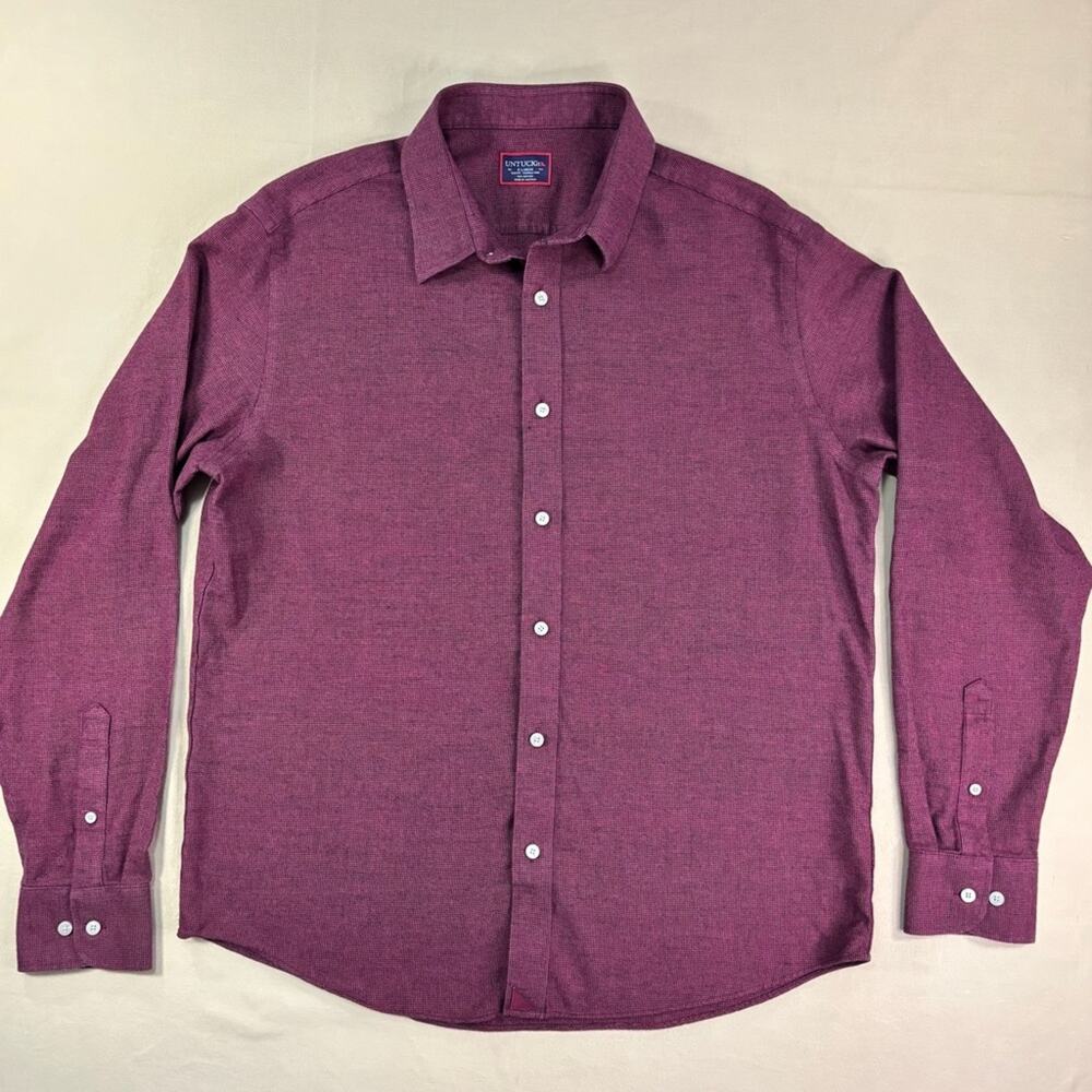 UNTUCKit Men's Maroon Casual Flannel Long Sleeve Button-Down Shirt Size XL